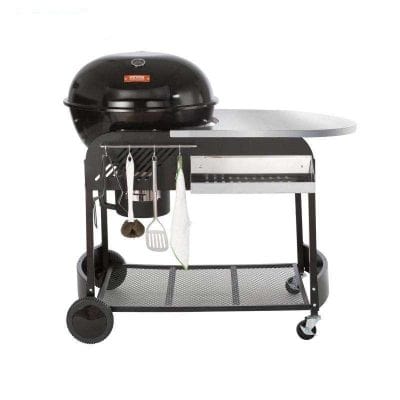 Portable BBQ Grill Stand with Storage and Accessories.