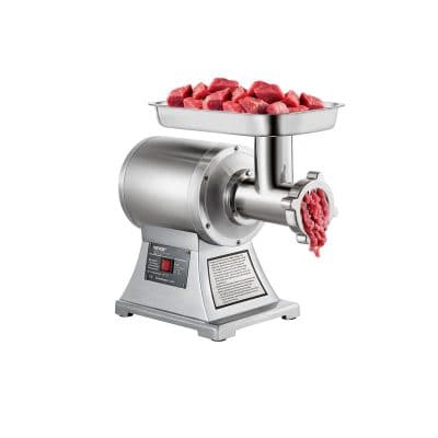 Commercial stainless steel meat grinder for grinding beef, pork, and other meats efficiently. Perfect for butcher shops, restaurants, and home use. Heavy-duty and easy to operate.