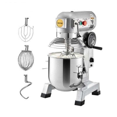 Highly durable commercial bakery mixing machine for professional kitchen use, featuring powerful motor and multiple attachments, ideal for dough, batter, and mixing needs.