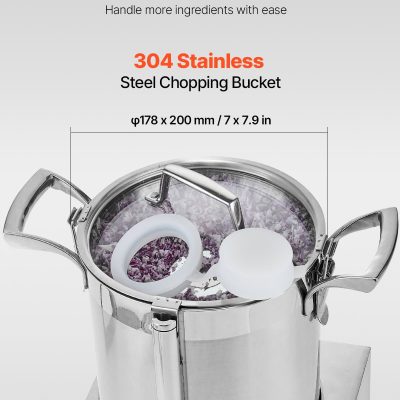 High-quality 304 stainless steel chopping bucket with extra-large 4.3QT/4L capacity, ideal for commercial and home use.