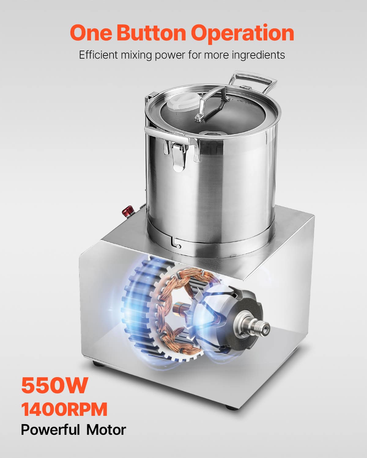 High-quality stainless steel commercial mixing bowl with easy one-button operation for efficient food preparation. Perfect for professional kitchens and catering.