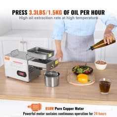 Oil extraction machine for precise and efficient oil pressing with 3.3 lbs per hour capacity, ideal for cooking and food preparation needs.