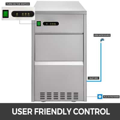 Modern stainless steel water dispenser with user-friendly controls for medical and dental offices, providing easy access to clean water with simple on/off switch and open water source connection.