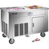 Commercial stainless steel ice cream machine with built-in refrigeration for frozen desserts and gelato. Perfect for cafes, restaurants, and dessert shops.