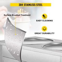 Durable 304 stainless steel ice cream scoop with surface brushed finish for easy cleaning and long-lasting durability. Perfect for ice cream shops, kitchens, and food service.