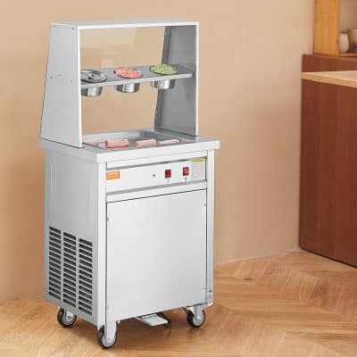 Commercial ice cream and frozen food display freezer for cafes and restaurants.