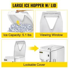 Ice hopper with lid shows ample ice storage, easy access for healthcare uses, and durable design for clinical environments.