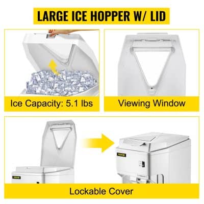 Ice hopper with lid shows ample ice storage, easy access for healthcare uses, and durable design for clinical environments.