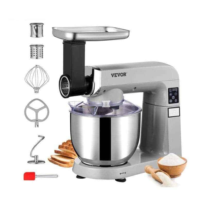 Efficient electric meat grinder for home or commercial use, featuring multiple attachments for grinding, sausage making, and food processing, ideal for butchers and chefs.