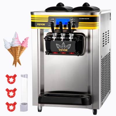 Commercial ice cream maker with modern stainless steel design, ideal for ice cream shops, cafes, and restaurants. Efficient, durable, and easy to operate. Perfect for creating delicious gelato and soft serve treats.