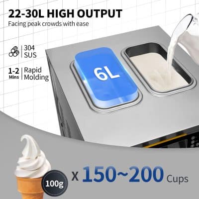 Commercial ice machine for high volume ice production, 22-30L capacity, durable stainless steel, quick 1-2 min molding, perfect for restaurants and cafes.