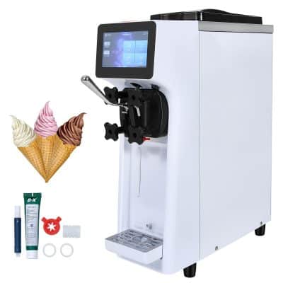 Modern soft serve ice cream machine with digital display for easy operation and maintenance. Perfect for shops and cafes, offering customizable flavors with quick freeze technology.