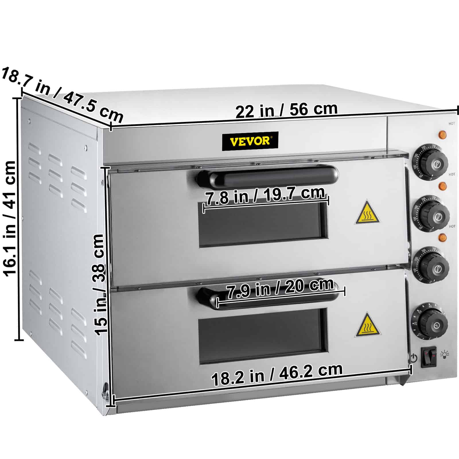 14" Double Deck Commercial Pizza Oven with Adjustable Heat Control - Image 6