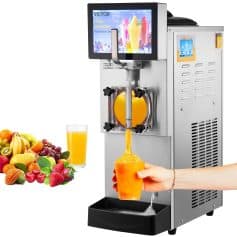 High-capacity commercial juice dispenser for smoothies, fresh fruit juices, and slushies; ideal for cafes, restaurants, and juice bars.