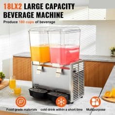 Versatile large capacity beverage machine with 180 cups output, ideal for restaurants, cafes, and events. Made of food-grade materials, it quickly dispenses cold drinks like juice, tea, and more.