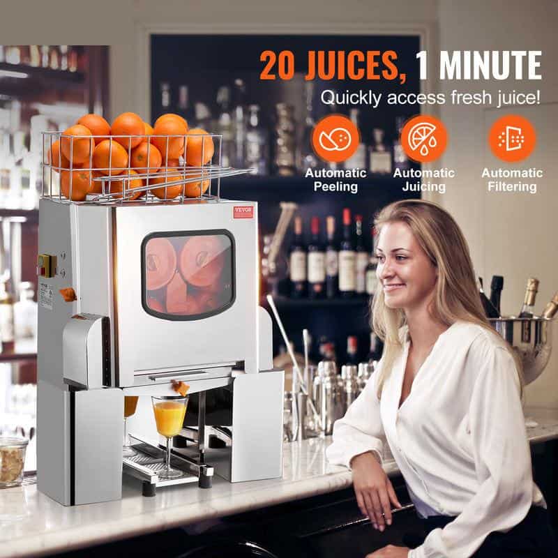 Automatic juice dispenser for fresh fruit juice.