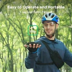 A portable, easy-to-operate wireless blood pressure monitor in a forest setting, featuring a 3-second palm takeoff and 125g lightweight design for convenient health tracking.