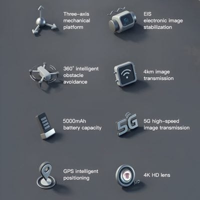 Advanced optical and imaging technology for medical and surgical applications, including 4K HD lens, 5G image transmission, GPS positioning, and battery power.