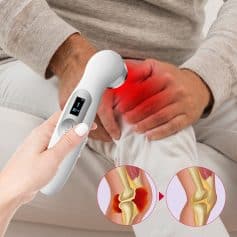 Electronic ultrasound device for joint pain relief and inflammation reduction.