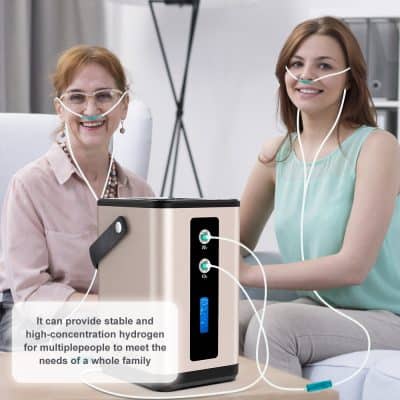 Hydrogen therapy machine providing stable, high-concentration hydrogen for health benefits, suitable for multiple users and family wellness.