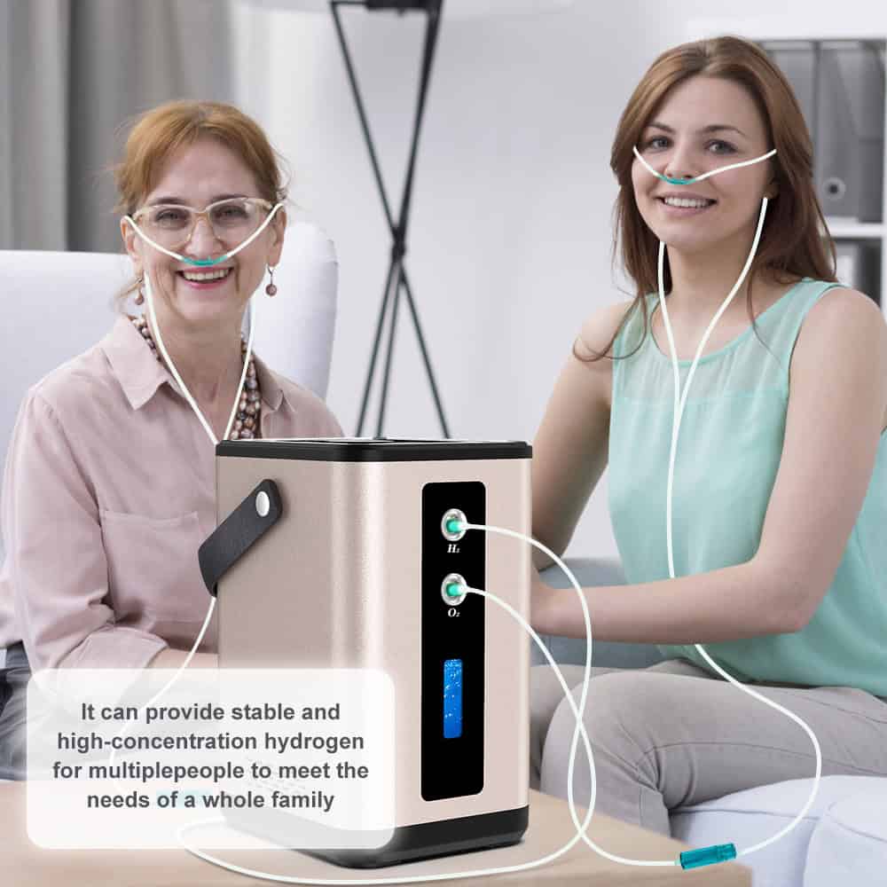 Hydrogen therapy machine providing stable, high-concentration hydrogen for health benefits, suitable for multiple users and family wellness.