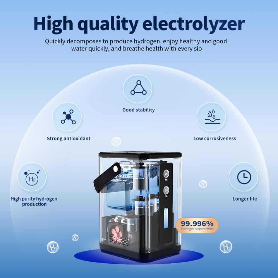 High-quality electrolyzer producing pure hydrogen with low corrosion and high stability, ideal for medical and industrial use.