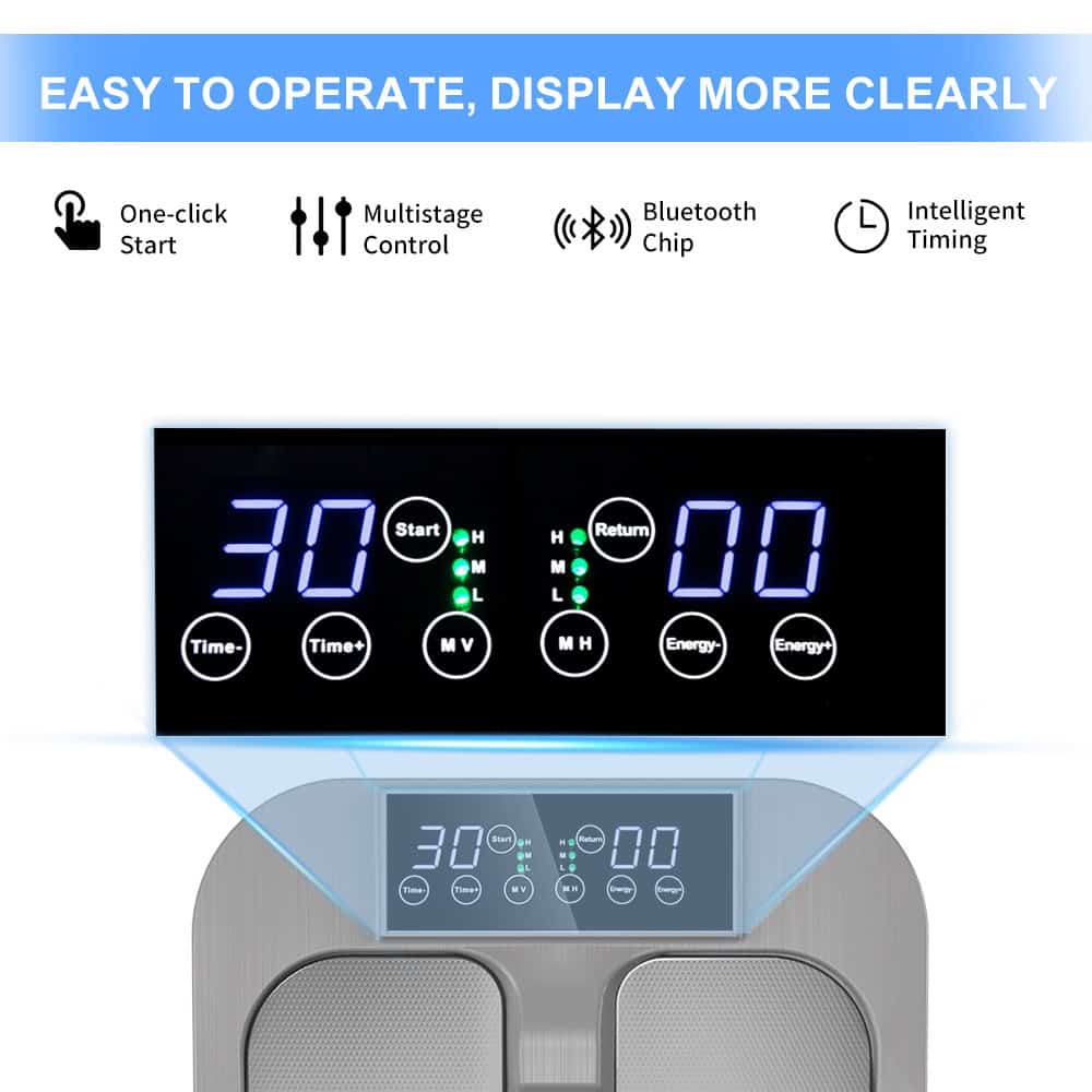 Optical display panel with intuitive controls for eye care and vision correction. Features include digital interface, Bluetooth, multistage control, and smart timing for efficient eye treatments.