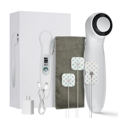 Advanced medical ultrasound therapy machine for pain relief and tissue healing. Includes handheld transducer, pads, power adapter, and carrying pouch for optimal treatment.
