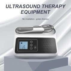 Modern ultrasound therapy equipment for medical and physiotherapy use, offering non-invasive green therapy with advanced digital controls. Ideal for pain relief and soft tissue treatments.