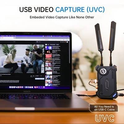 High-quality USB video capture device for optometry and medical imaging, compatible with UVC-enabled devices, ensuring clear recording and streaming of patient eye exams.