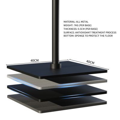 Optometry display stand for eyewear store with sturdy metal construction, designed for showcasing glasses in retail settings.