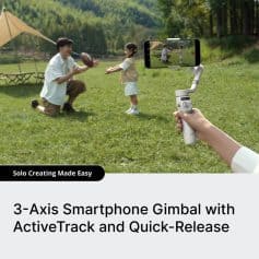Flexible 3-axis smartphone gimbal stabilizer with ActiveTrack and quick-release for smooth videos. Perfect for capturing family moments, outdoor activities, and professional content creation easily.