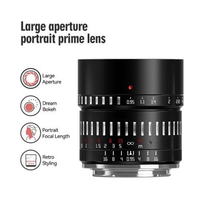 High-quality portrait prime lens for professional photography and optimal image sharpness.
