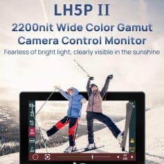 A professional camera monitor with bright display for outdoor shooting. Perfect for photographers and videographers needing clear visuals in sunlight, featuring 2200 nits brightness and wide color gamut.