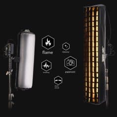 High-quality professional LED lighting for photography and videography, featuring flame effects, glamor lighting, breathing modes, paparazzi flashes, and short circuit protection. Perfect for creative shoots.