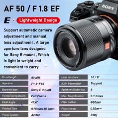 Open up sharp images with Sony E mount 50mm lens, perfect for optometry applications, lightweight and compatible with medical cameras, enhances precision in optical measurements and eye care.