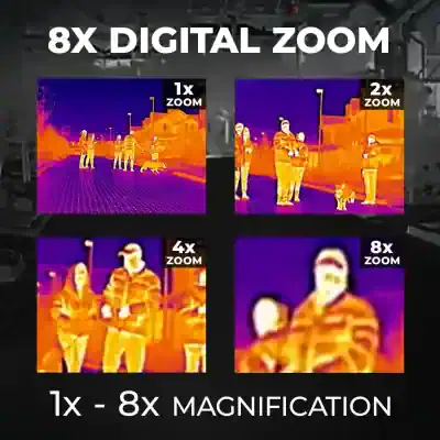 Infrared thermal image showcasing 8x digital zoom.