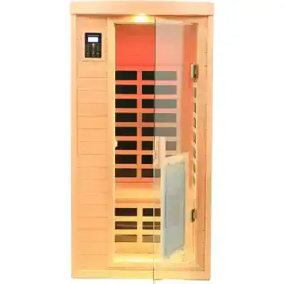 1-Person Low EMF Infrared Sauna, Hemlock Wood with Bluetooth Speakers & LED Reading Lamp