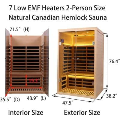 High-quality indoor sauna heater for portable at-home relaxation and wellness. Perfect for creating a customized, natural Canadian Hemlock sauna experience with low EMF technology.