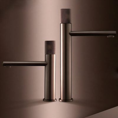 Brass Black Bathroom Basin Faucet with Diamond Single Handle, Hot & Cold Control