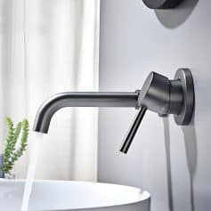 Alternative view of Modern Black Wall-Mounted Bathroom Faucet with Sleek Brass Design