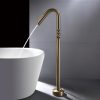 Gold Brass Floor Standing Bathtub Faucet with Single Handle Hot and Cold Water