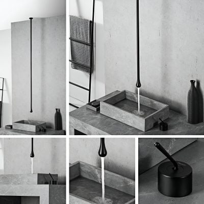 Elegant black minimalist faucet with a sleek design, suitable for modern bathrooms and kitchens, providing a stylish and functional touch to your space.