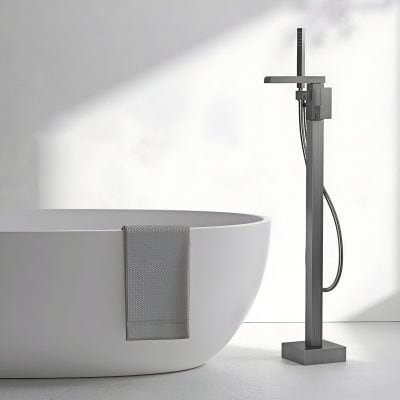 High-quality freestanding shower panel with hand shower and modern design, perfect for luxury bathrooms and enhancing water therapy experiences.