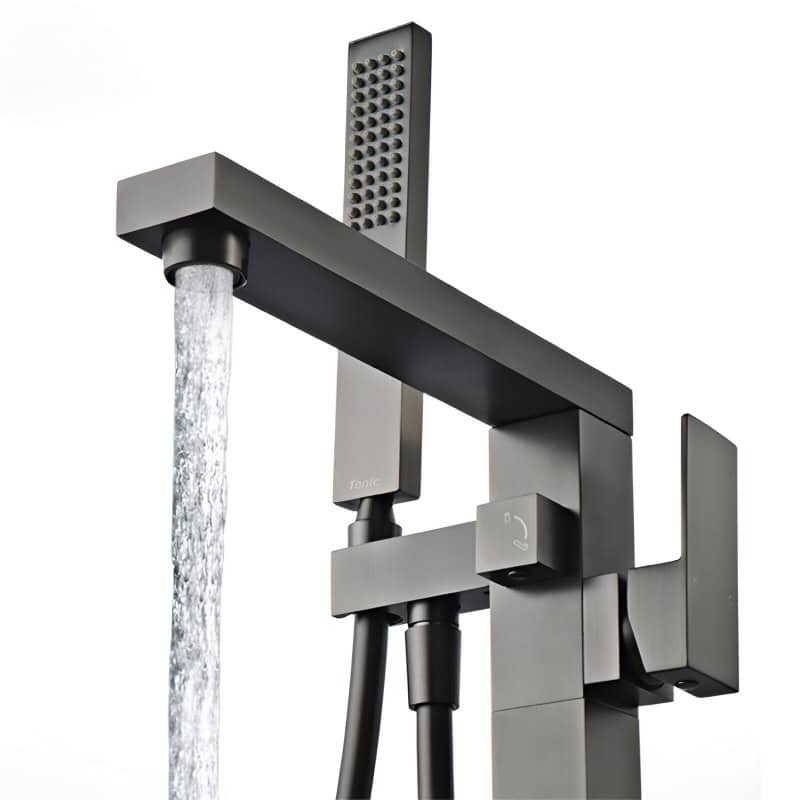 Luxury Black Brass Freestanding Bathroom Faucet with Hot and Cold Mixer - Image 6