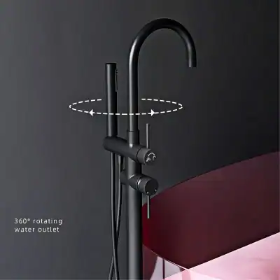 Black kitchen faucet with adjustable 360-degree rotating water outlet and modern design for best plumbing solutions.