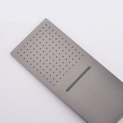 Modern stainless steel shower head with multiple spray settings for luxury bathroom upgrade. High-quality, easy to install, perfect for contemporary homes and spas.