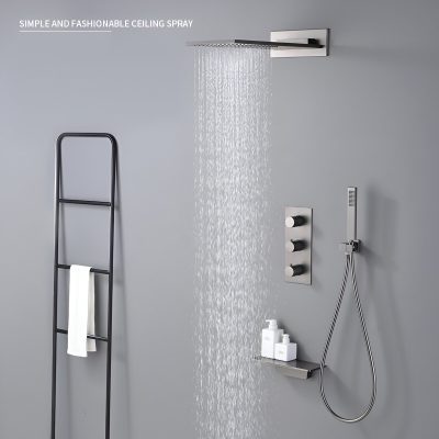 High-quality ceiling rainfall shower and handheld shower for luxurious bathroom experience, perfect for spa and home use. Durable, stylish, and easy to install.