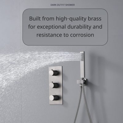 Elegant high-quality brass shower head for durability and corrosion resistance, perfect for modern bathrooms. Experience a luxurious shower with this sturdy, stylish fixture.
