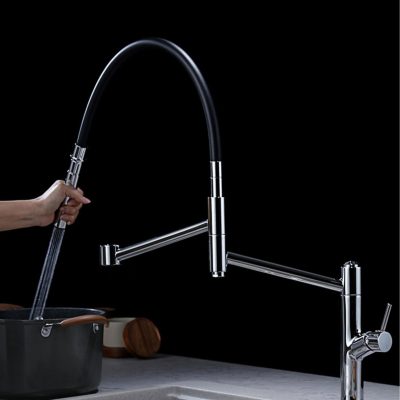Alternative view of Chrome Magnetic Suction Brass Kitchen Faucet with Pull-Out Spray